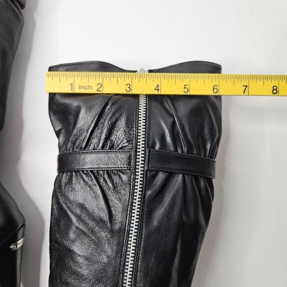 Michael Kors Stiletto High Heel Platform Boots Size 7.5 Black Leather Knee High - Picture 8 of 16